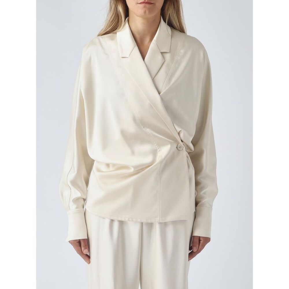 Meimeij Women Meimeij Satin Wrap Shirt With Dropped Shoulders